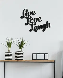 Bytové doplňky a dekorace Wallity Nástěnná kovová dekorace LIVE LOVE LAUGH černá