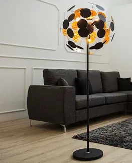 Designové a luxusní stojící lampy Estila Exkluzivní moderní stojací lampa Infinity 170 cm černo - zlatá