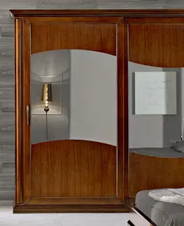 Stylové designové skříně Estila Klasická masivní šatní skříň Carpessio se dvěma posuvnými dveřmi se zrcadly 290cm