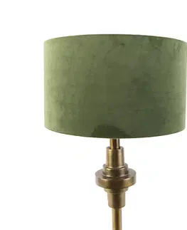 Stolni lampy Stolní lampa ve stylu art deco se sametovým odstínem zelené 35 cm - Diverso