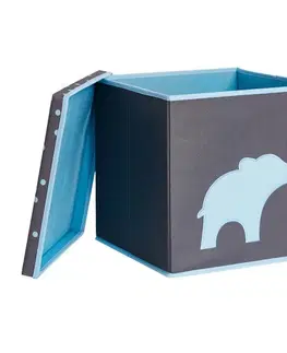 Boxy na hračky LOVE IT STORE IT - Úložný box na hračky s krytem - šedý, modrý slon