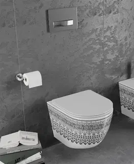 Záchody MEXEN Lena Závěsná WC mísa včetně sedátka s slow-slim, Duroplastu, bílá/černý vzor 30224095