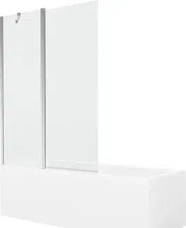 Vany MEXEN/S Cubik obdélníková vana 150 x 70 cm s panelem + vanová zástěna 120 cm, transparent, chrom 550315070X9412110100