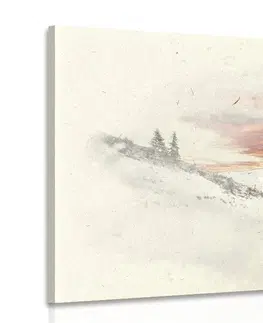 Obrazy imitace olejomalby Obraz západ slunce nad zasněženými horami