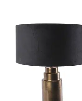 Stolni lampy Stolní lampa ve stylu art deco bronzový sametový odstín černá se zlatem 50cm - Bruut