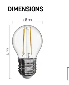 LED žárovky EMOS LED žárovka Filament Mini Globe / E27 / 1,8 W (25 W) / 250 lm / neutrální bílá ZF1101