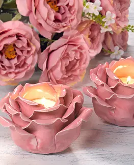 Svíčky a světelné dekorace Svícen na čajovou svíčku "Růžový květ"