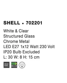 Klasická nástěnná svítidla NOVA LUCE nástěnné svítidlo SHELL bílá a čiré strukturované sklo E27 1x12W 702201
