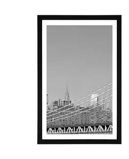 Černobílé Plakát s paspartou mrakodrapy v New Yorku v černobílém provedení