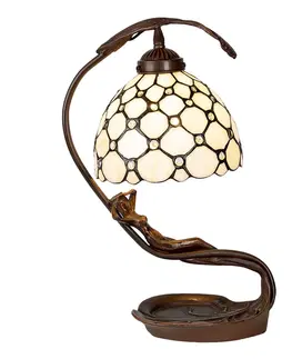Svítidla Krémová stolní lampa Tiffany Millie - 28*20*41 cm E14/max 1*25W Clayre & Eef 5LL-6097