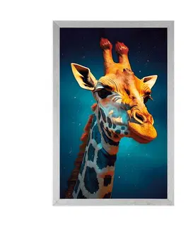 Vládci živočišné říše Plakát modro-zlatá žirafa