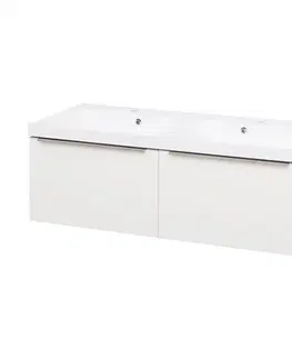 Koupelnový nábytek MEREO Mailo, koupelnová skříňka s umyvadlem z litého mramoru 121 cm, bílá, chrom madlo CN518M