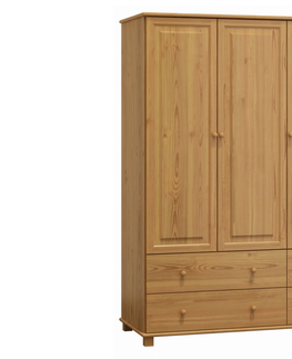 Šatní skříně Skříň 3D BHAGIRA 7, šíře 120 cm, masiv borovice, moření: olše