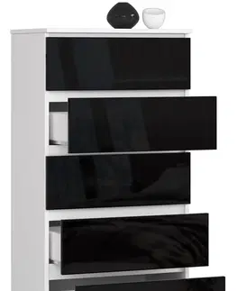 Komody Ak furniture Komoda Kuba 60 cm - 5 šuplíků bílá/černá