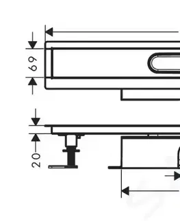 Sprchové kouty HANSGROHE uBox universal Set pro standardní instalaci lineárního sprchového žlabu 700 mm, nerez 56023180
