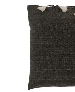Dekorační polštáře Tmavě šedý polštář se střapci Charline - 45*45 cm J-Line by Jolipa 3155