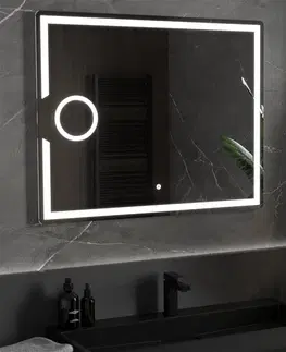 Koupelnová zrcadla MEXEN Onyx zrcadlo s osvětlením s kosmetickým zrcátkem 100 x 80 cm, LED 600 9813-100-080-611-00