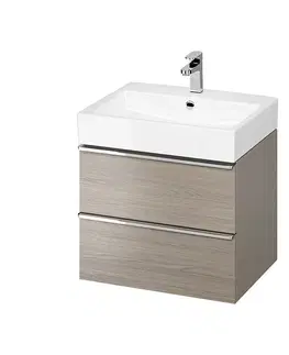 Koupelnový nábytek CERSANIT Umyvadlová skříňka VIRGO 60 šedý dub s chromovými úchyty S522-020