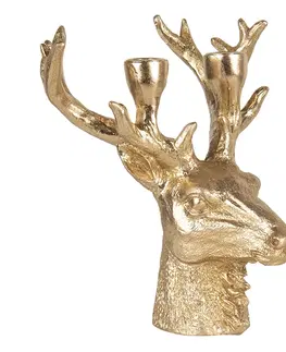 Svícny Zlatý svícen hlava jelena s patinou - 22*21*24 cm Clayre & Eef 6PR3441GO