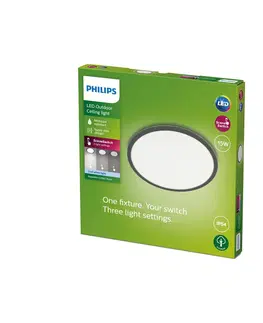 Venkovní stropní osvětlení Philips Philips SuperSlim LED IP54 Ø 25cm 4 000K černá