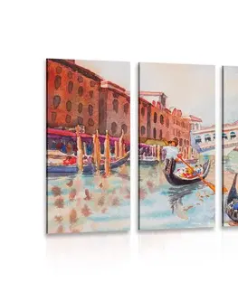 Obrazy města 5-dílný obraz benátská gondola