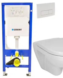 WC sedátka GEBERIT DuofixBasic s bílým tlačítkem DELTA51 + WC JIKA LYRA PLUS + SEDÁTKO DURAPLAST SLOWCLOSE 458.103.00.1 51BI LY5