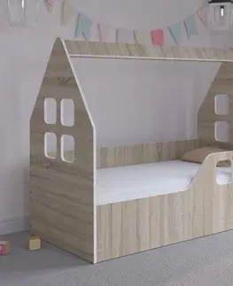 Dětské postele Dětský domeček na postel 140 x 70 cm v dekoru dub sonoma pravý