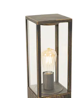 Venkovni stojaci lampy Vintage stojací venkovní lampa starožitná zlatá 40 cm IP44 - Charlois