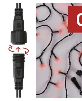 LED řetězy EMOS Standard LED spojovací vánoční řetěz, 10 m, venkovní i vnitřní, červená D1AR01