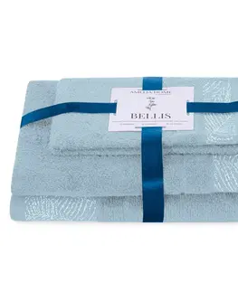 Ručníky AmeliaHome Sada 3 ks ručníků BELLIS klasický styl světle modrá, velikost 50x90+70x130