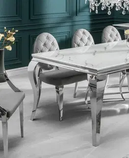 Jídelní stoly LuxD Designový jídelní stůl Rococo 180 cm stříbrný - mramor