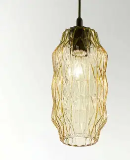Závěsná světla Selène Závěsné svítidlo Origami ze skla, jantarová barva