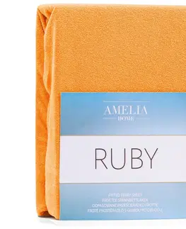 Prostěradla Froté prostěradlo s gumou AmeliaHome Ruby oranžové, velikost 160-180x200+30