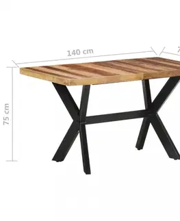 Jídelní stoly Jídelní stůl masivní dřevo / ocel Dekorhome 140x70x75 cm
