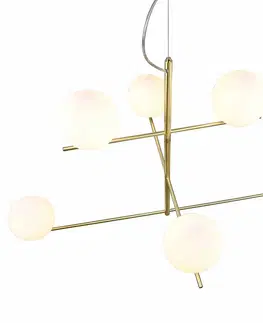 Závěsná světla Trio Lighting Závěsná lampa Pure s otočnými rameny 6fl mosazná/bílá