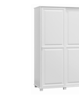 Šatní skříně Kombinovaná skříň 2D BHAGIRA 8, šíře 133 cm, masiv borovice, moření: bílé