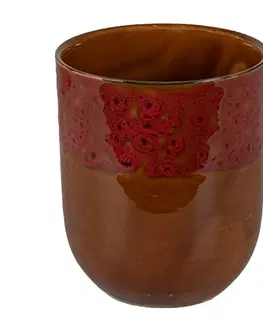 Hrnky a šálky Hnědočervený keramický kalíšek na čaj - ∅ 7*8 cm / 0,15L Clayre & Eef 6CEMU0138