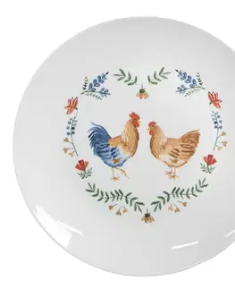 Talíře Talířek s kohoutkem a slepičkou Chicken and Rooster - Ø 20*2 cm Clayre & Eef ARYDP