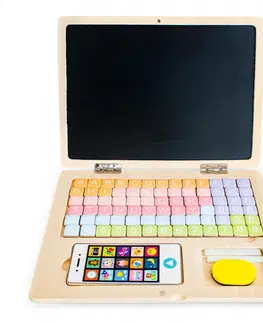 Dřevěné hračky ECOTOYS Dřevěný laptop s magnetickou deskou Eco Toys