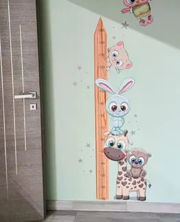 Samolepky na zeď Dětský metr na zeď - Zvířátka CUTE2 - 150 cm