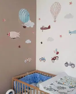 Samolepky na zeď Samolepky do dětského pokoje - Retro auta a balóny