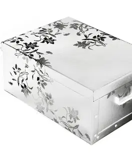 Úložné boxy Úložný box s víkem Ornament 51 x 37 x 24 cm, bílá
