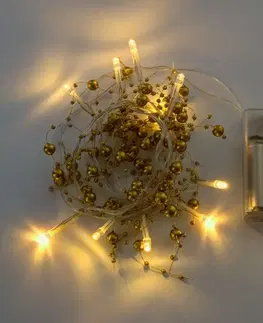 LED osvětlení na baterie DecoLED LED světelný řetěz na baterie - zlaté perly, teple bílá, 10 diod, 1,3m