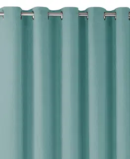 Záclony Závěs Homede Milana se stříbrnými průchodkami tyrkysový, velikost 220x225