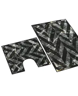Koberce a koberečky Bellatex Sada koupelnových předložek Mramor černá 3D, 60 x 100 cm, 60 x 50 cm