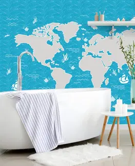 Samolepící tapety Samolepící tapeta nebesky modrá mapa světa