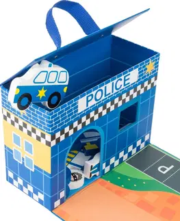 Dřevěné hračky Small foot Dřevěný kufřík s policejní stanicí POLICE modrý