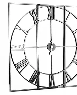 Stylové a designové hodiny Estila Moderní designové nástěnné hodiny Celina ze skla a kovu stříbrné barvy 112cm