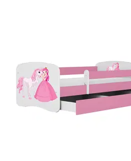 Dětské postýlky Kocot kids Dětská postel Babydreams princezna a poník růžová, varianta 70x140, se šuplíky, s matrací