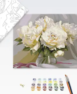 Květy Malování podle čísel květiny pivoněk ve skleněné váze